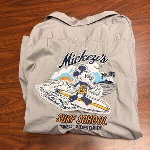 Disney Parks MICKEY Surf School Instructor Woven Shirt Men’s Embroidered XXL